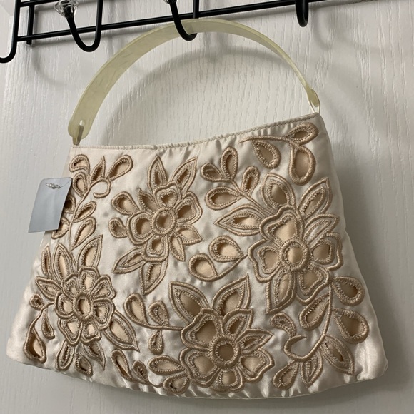 Opal / Marble Handle and Silk / Nylon Embroidered Night Out Bag - Picture 1 of 16